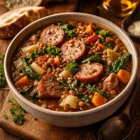 Lentil Vegetable Kielbasa Slow Cooker Stew