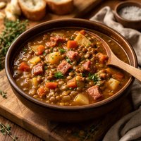 Lentil Vegetable Soup with Ham