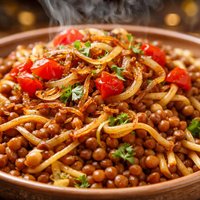 Lentils with Noodles Onions and Tomatoes Syrian Rishta