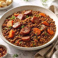Lentils with Smoked Sausage and Carrots