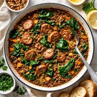 Lentils with Spinach and Sausage