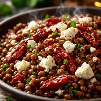 Lentils with Sun Dried Tomatoes and Feta