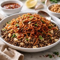 Lentils with Wild Rice Crispy Onions Koshari