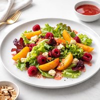Lettuce with Apricot Salad and Honey Raspberry Dressing