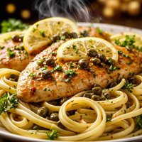 Light Chicken Piccata with Linguine