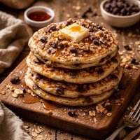 Light Chocolate Chip Oatmeal Pancakes for Two