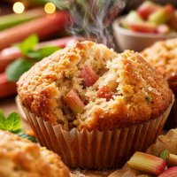 Light Moist Rhubarb Muffins