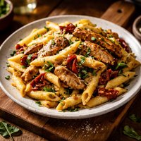 Light Penne with Sun Dried Tomatoes and Chicken
