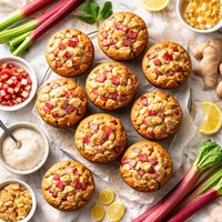 Light Rhubarb Ginger Muffins