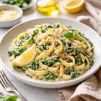 Lightened Up Creamy Spinach Fettucine