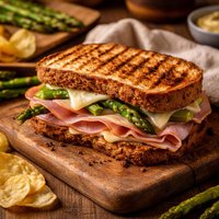 Lighter Grilled Swiss Ham and Asparagus Sannie