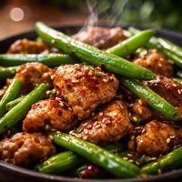 Lightly Spiced Pork and Green Beans