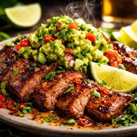 Lime and Beer Pork with Easy Chunky Guacamole