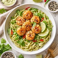 Lime Glazed Scallops on Creamy Wasabi Fettuccine