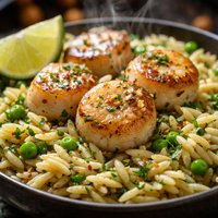 Lime Scallops and Orzo