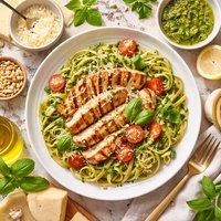 Linguine Pesto with Italian Chicken Strips