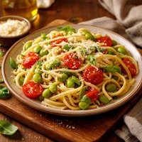Linguine with Edamame and Tomatoes
