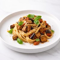 Linguine with Eggplant Aubergine Basil Sauce