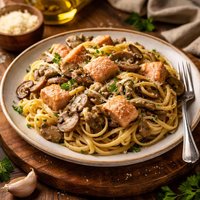 Linguine with Salmon and Mushrooms