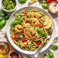 Linguine with Shrimp Pesto