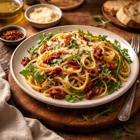 Linguini with Sun Dried Tomato and Arugula Rocket