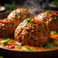 Lions Heads with Spicy Coconut Sauce
