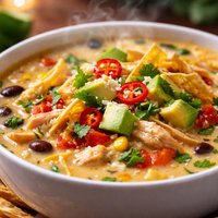 Lite and Creamy Chicken Tortilla Soup