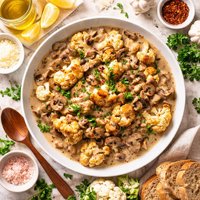 Lite Cauliflower with Mushroom Sauce