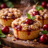 Little Cherry Crumble Cakes