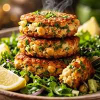 Little Feta and Chickpea Fritters with Herb Salad