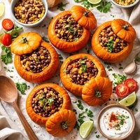 Little Pumpkins Stuffed with a Bean Stew