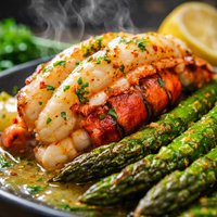 Lobster and Asparagus with Lemon Butter Sauce