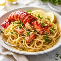 Lobster with Linguine Garlic Lemon Sauce