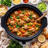 Lotsa Veggies Meatball Soup Crock Pot