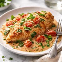 Low Calorie Parmesan Chicken with Tomato Cream Sauce