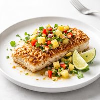 Macadamia and Coconut Crusted Mahi Mahi with Pineapple Salsa