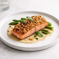 Macadamia Crusted Salmon with Kahlua Butter Sauce