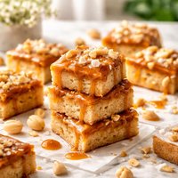 Macadamia Nut Blondies with Caramel Maple Topping