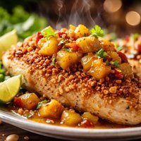 Macadamia Nut Chicken Breasts with Banana Chutney