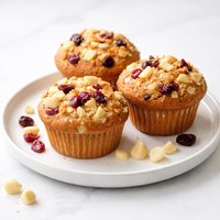 Macadamia Nut Cranberry Ginger and White Chocolate Muffins