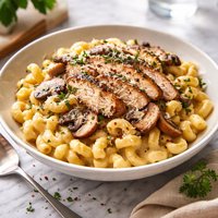Macaroni and Cheese with Chicken and Mushrooms