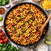 Macaroni and Cheese with Ground Beef and Tomatoes