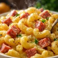 Macaroni and Cheese with Ham Macaroni Met Ham En Kaas