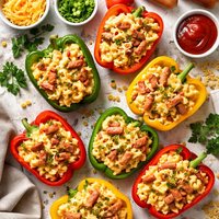 Macaroni and Hot Dog Stuffed Bell Peppers