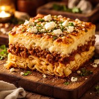 Macaroni Pastitsio with Feta Cheese