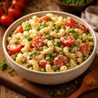 Macaroni Salad with Tomatoes and Peas