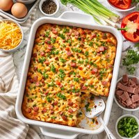 Make Ahead Ham and Cheddar Egg Dish