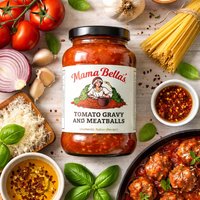 Mama Bellas Tomato Gravy and Meatballs