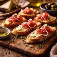 Manchego and Serrano Crostini