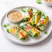 Mango Avocado Spring Rolls with Peanut Sauce